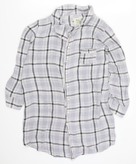 Front view of Primark women’s blue check top pyjama top, size UK 14