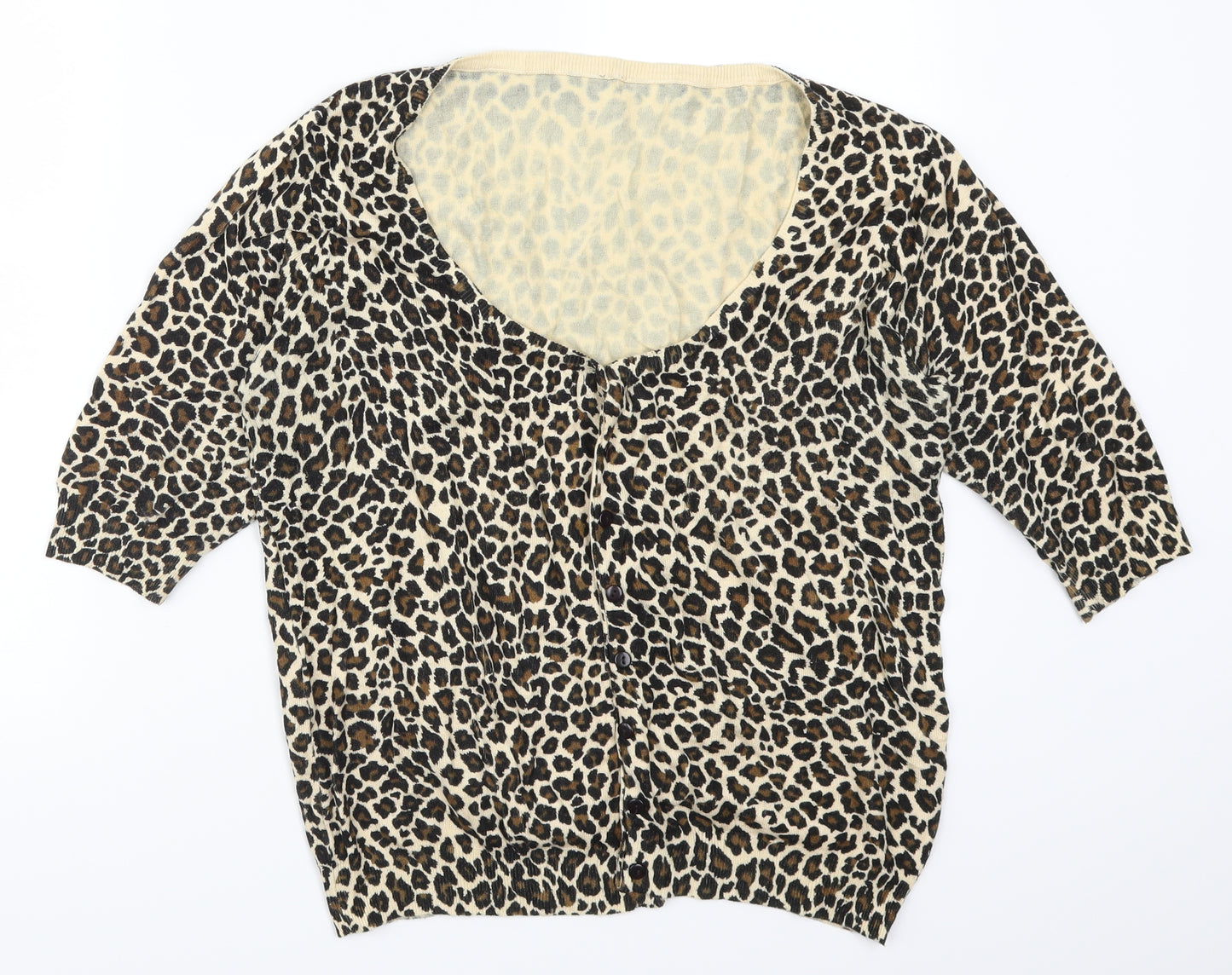TU Womens Brown Animal Print Knit Cardigan Jumper Size 22