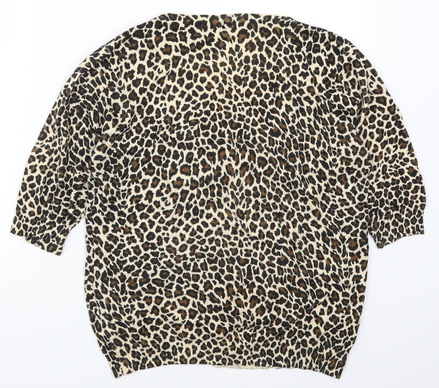 TU Womens Brown Animal Print Knit Cardigan Jumper Size 22