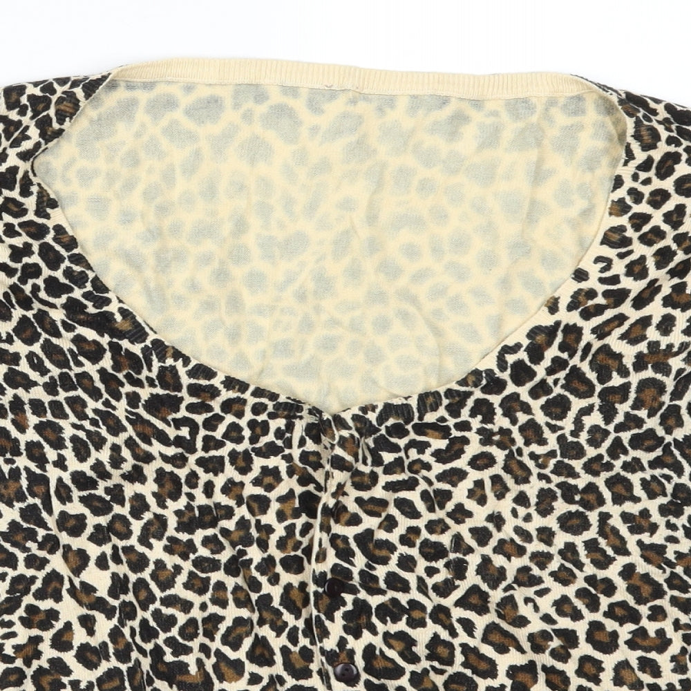 TU Womens Brown Animal Print Knit Cardigan Jumper Size 22