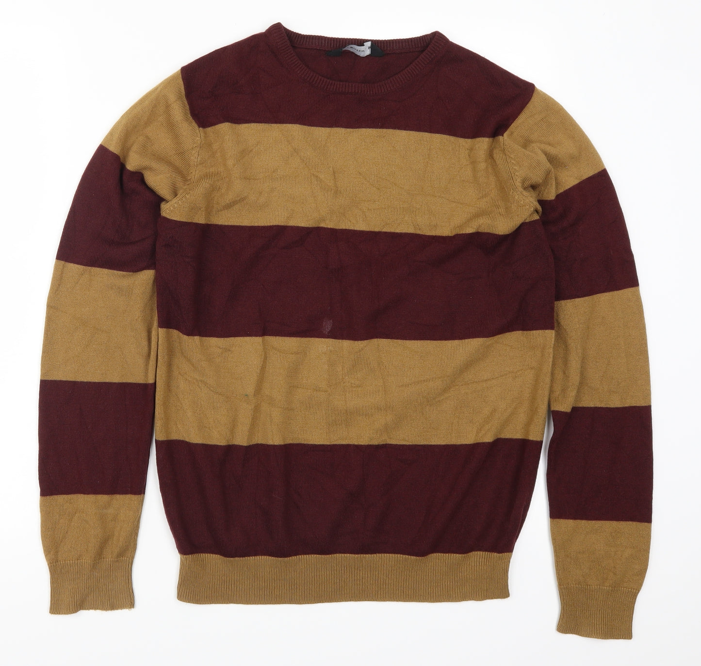Cedar Wood State Mens Red Striped Knit Pullover Jumper Size M  - Brown