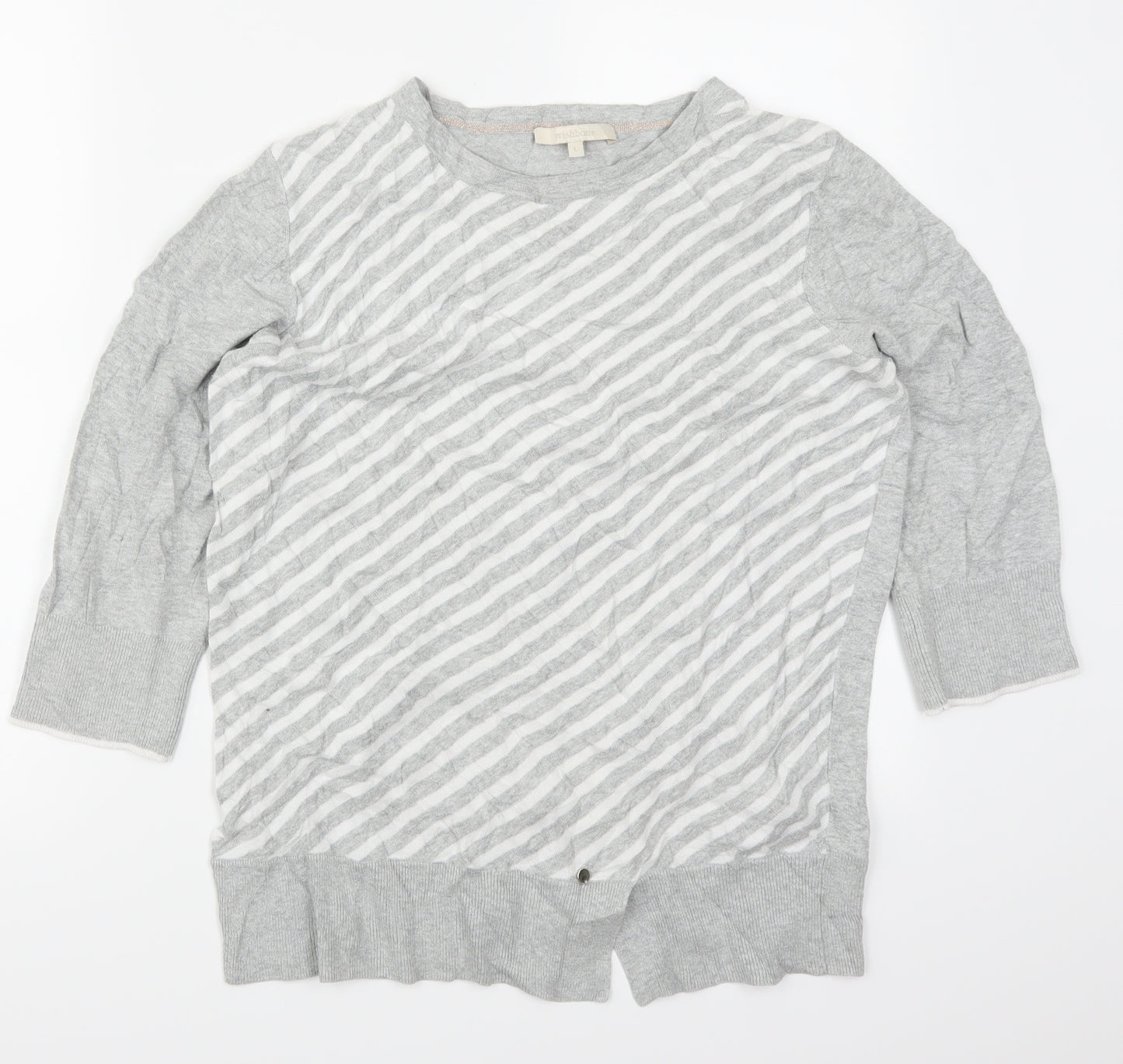 Wishbone Womens Grey Striped  Pullover Jumper Size L