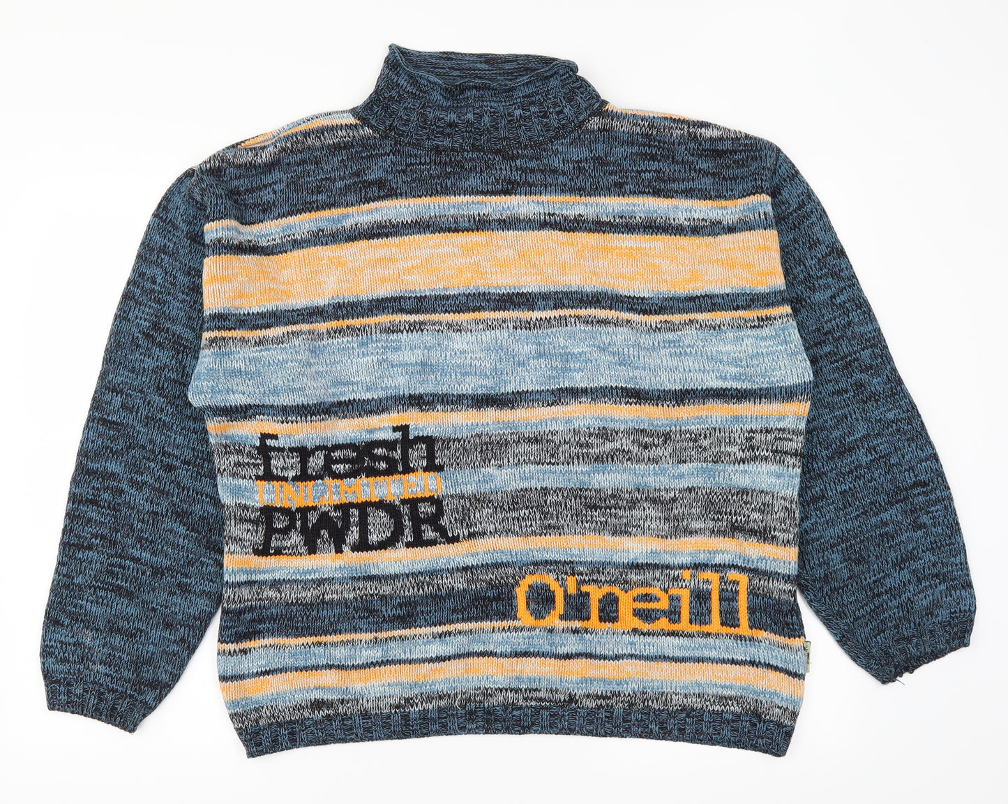 O'Neill Mens Blue Striped Knit Pullover Jumper Size S  - Yellow