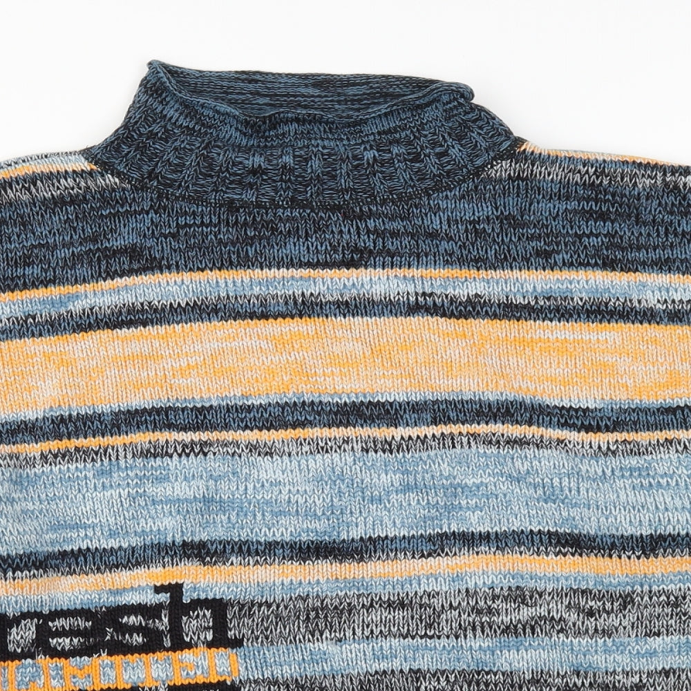 O'Neill Mens Blue Striped Knit Pullover Jumper Size S  - Yellow