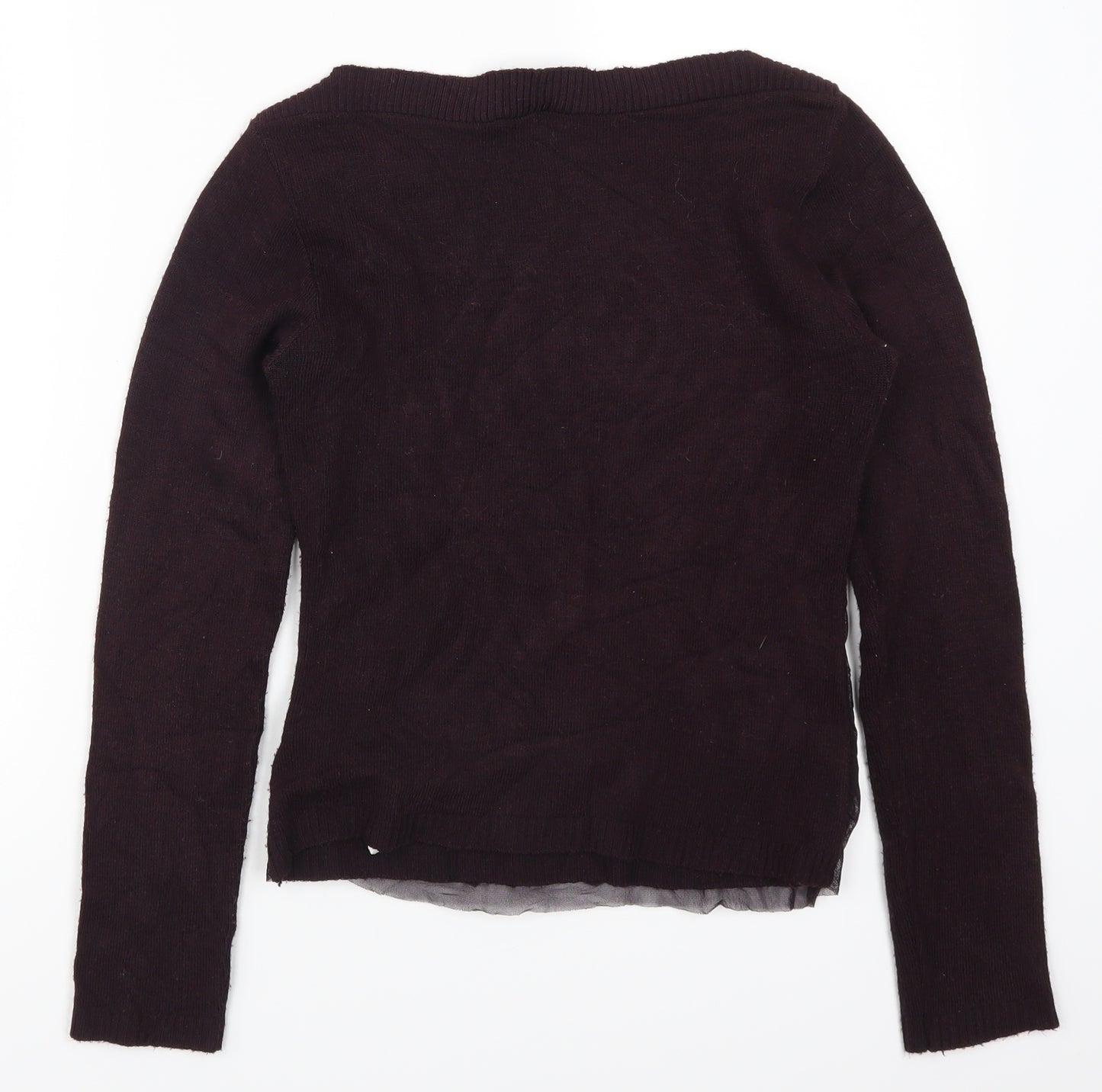 Zara Womens Purple Geometric Mesh Pullover Jumper Size M