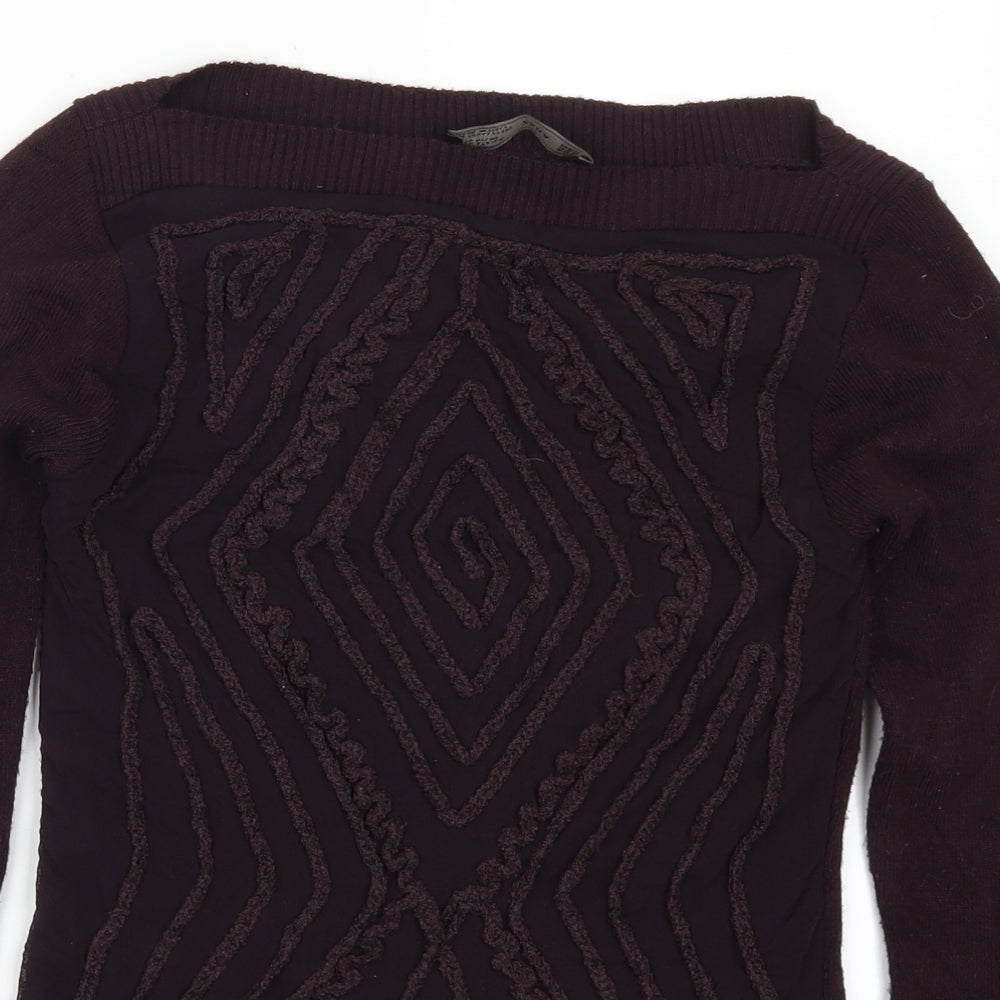 Zara Womens Purple Geometric Mesh Pullover Jumper Size M