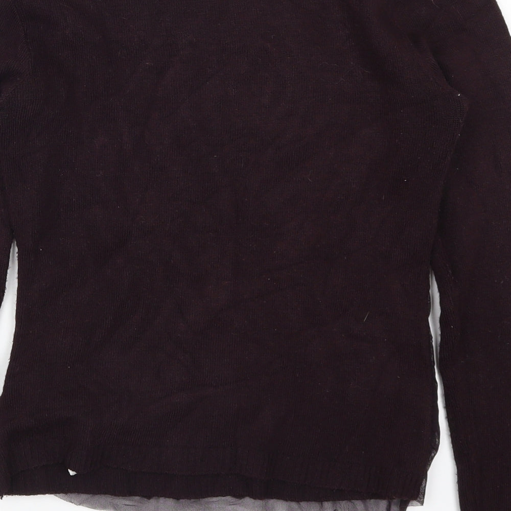 Zara Womens Purple Geometric Mesh Pullover Jumper Size M