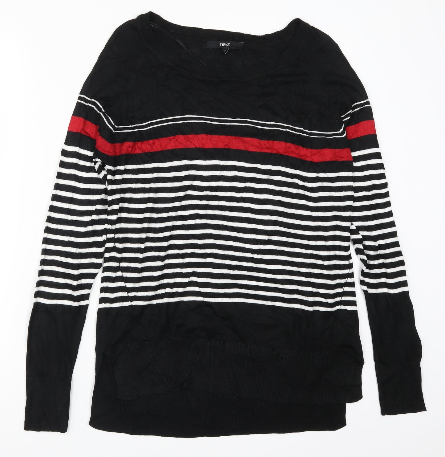 NEXT Womens Black Striped  Pullover Jumper Size 12  - Red