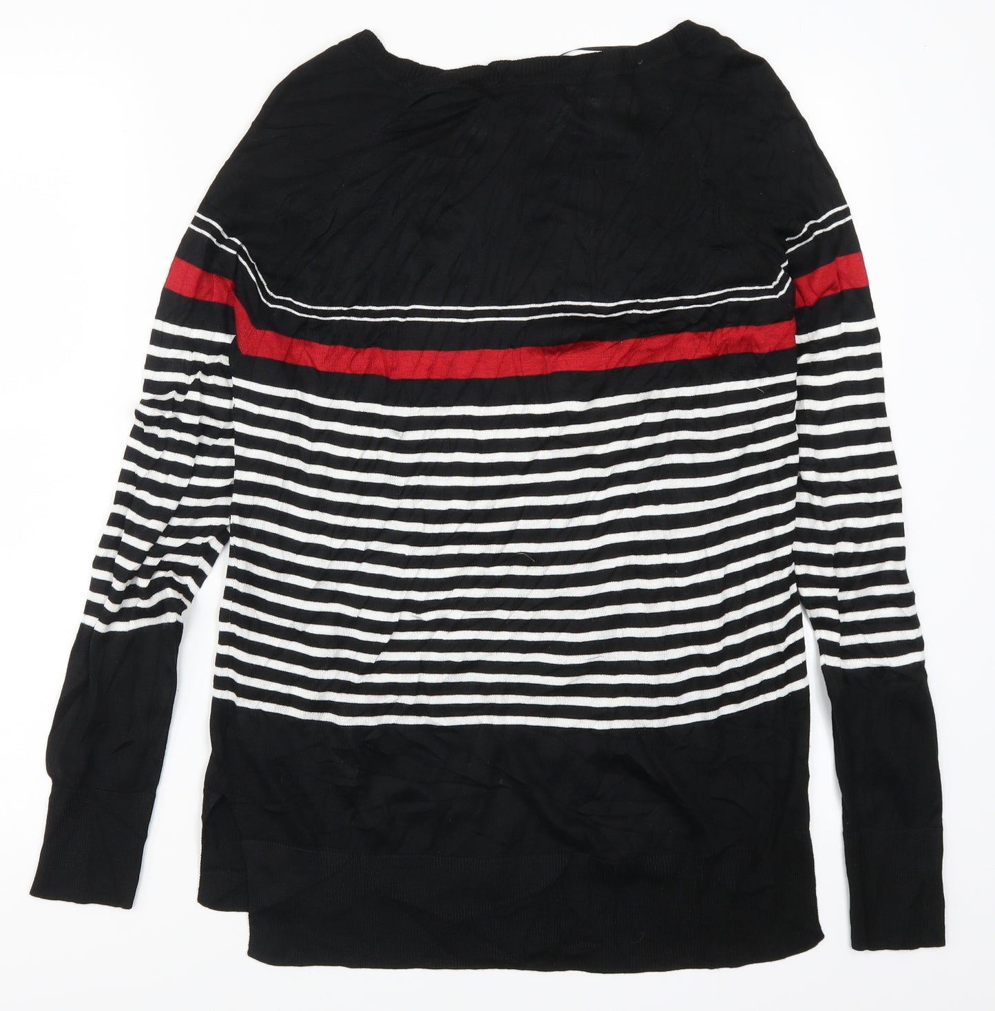 NEXT Womens Black Striped  Pullover Jumper Size 12  - Red