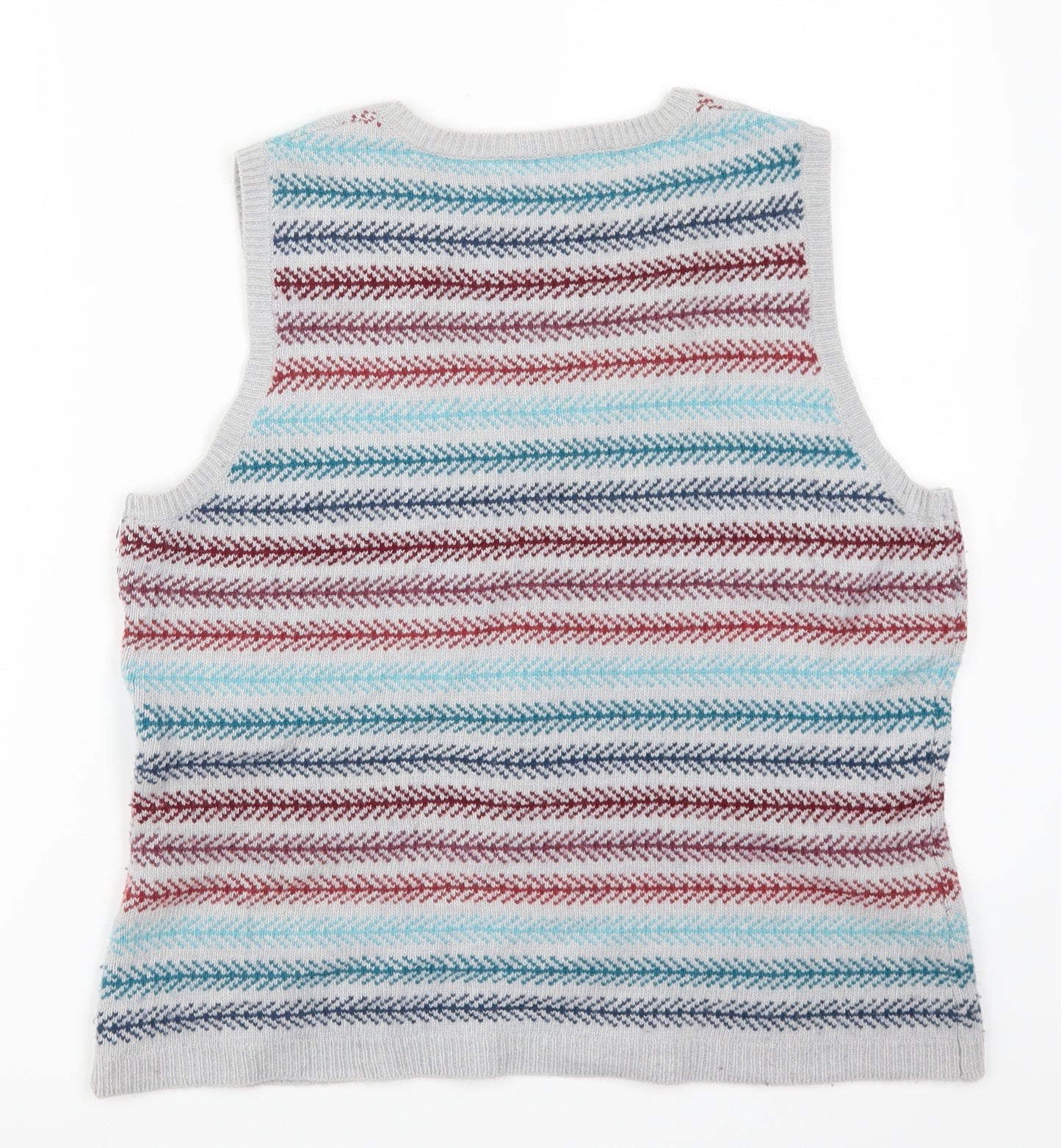Seasalt Womens Grey Striped  Vest Jumper Size 14  - Red and Blue