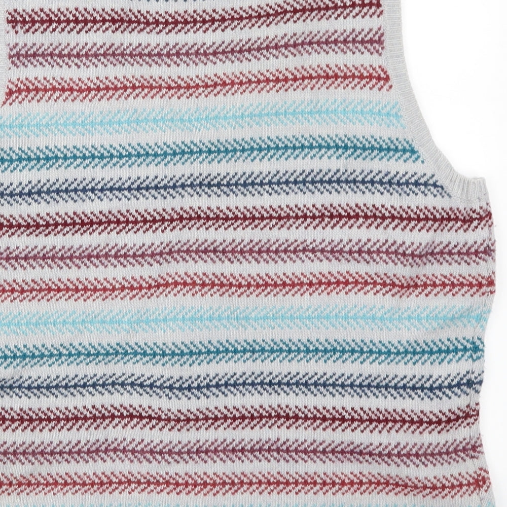 Seasalt Womens Grey Striped  Vest Jumper Size 14  - Red and Blue