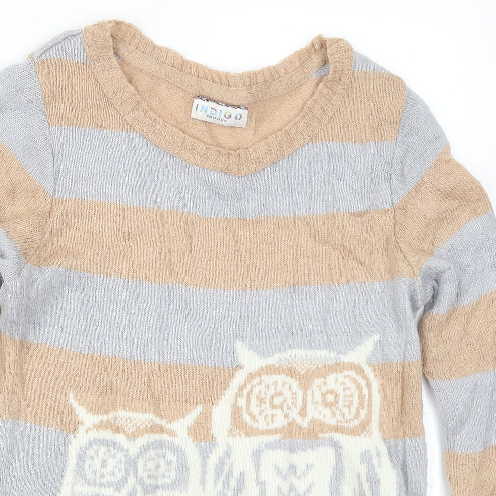Marks and Spencer Womens Beige Striped  Pullover Jumper Size 10  - Owls