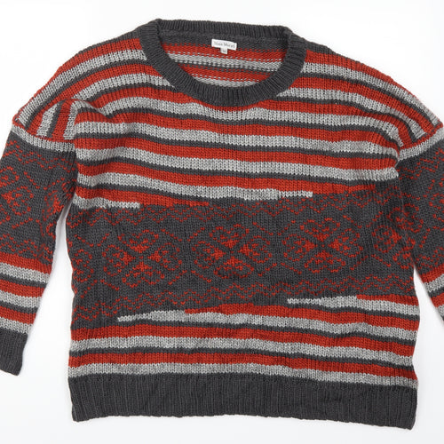 Nina Murati Womens Red Striped  Pullover Jumper Size M
