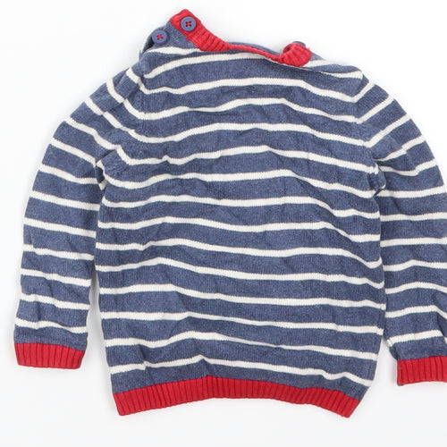 TU Boys Blue Striped  Pullover Jumper Size 6-9 Months  - Aim for the Stars