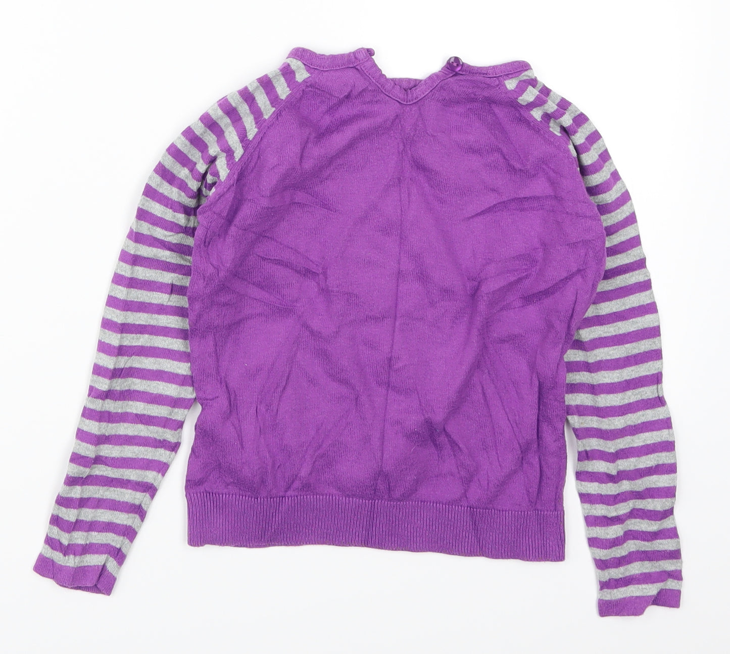 Marks and Spencer Girls Purple Striped  Pullover Jumper Size 6-7 Years  - Hello Kitty
