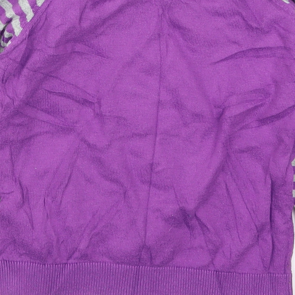 Marks and Spencer Girls Purple Striped  Pullover Jumper Size 6-7 Years  - Hello Kitty