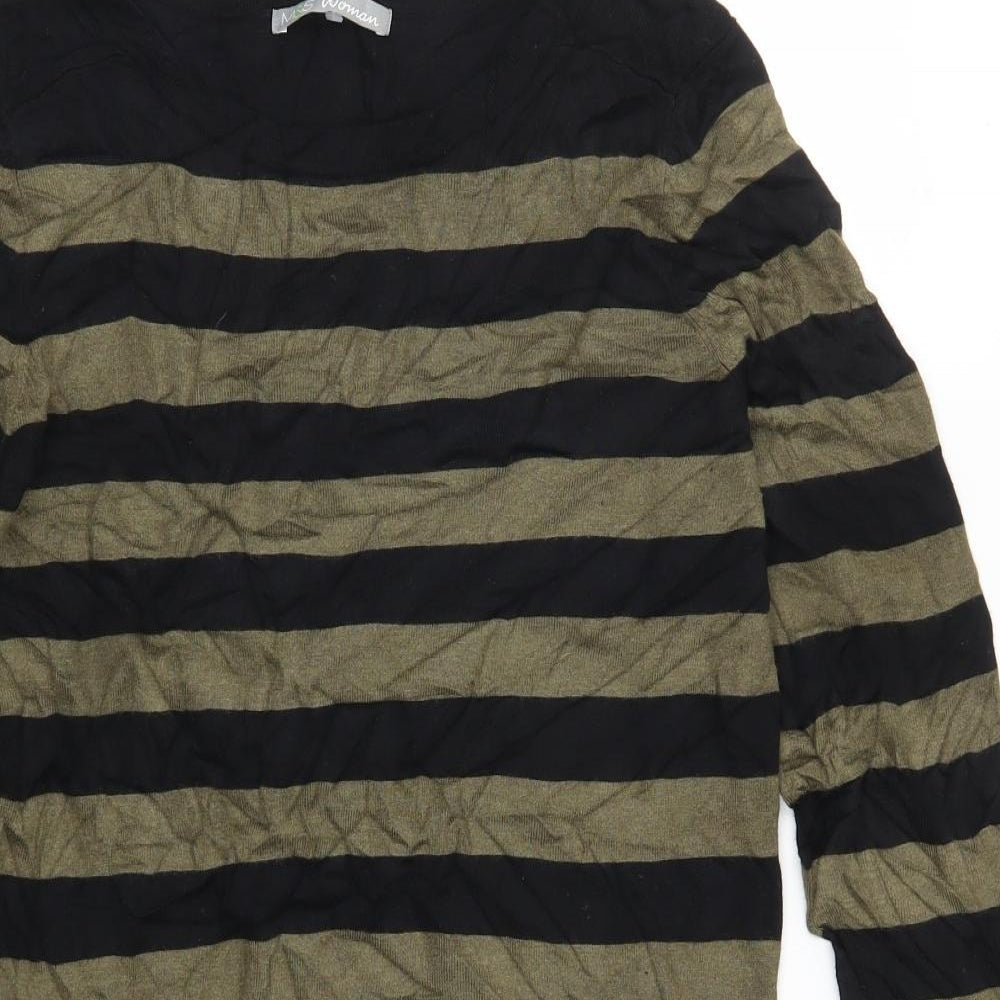 Marks and Spencer Womens Green Striped  Jumper Dress  Size 12