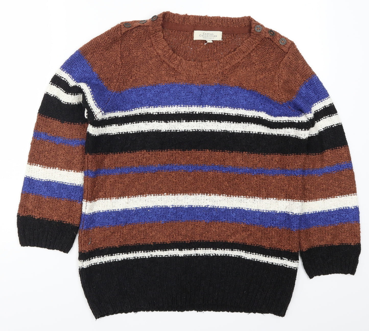 Debenhams Womens Brown Striped  Pullover Jumper Size 12  - Blue