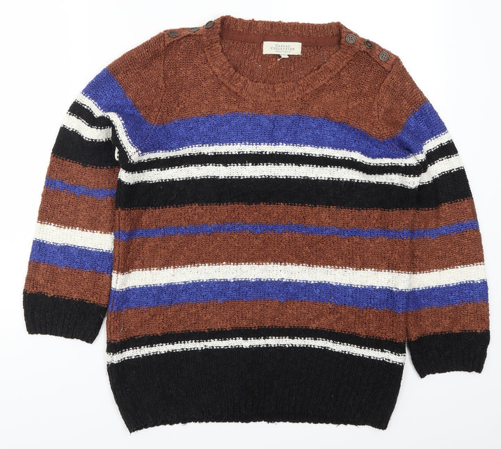 Debenhams Womens Brown Striped  Pullover Jumper Size 12  - Blue