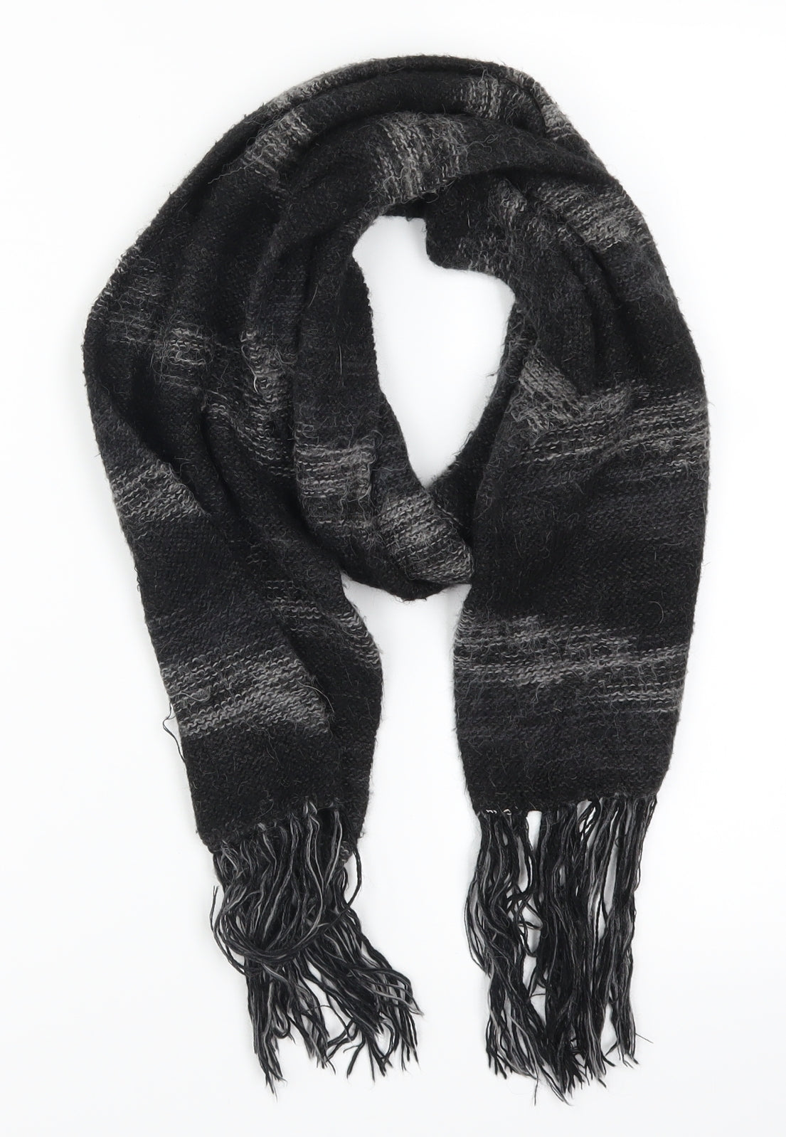 Preworn Mens Grey Striped  Rectangle Scarf Scarf One Size
