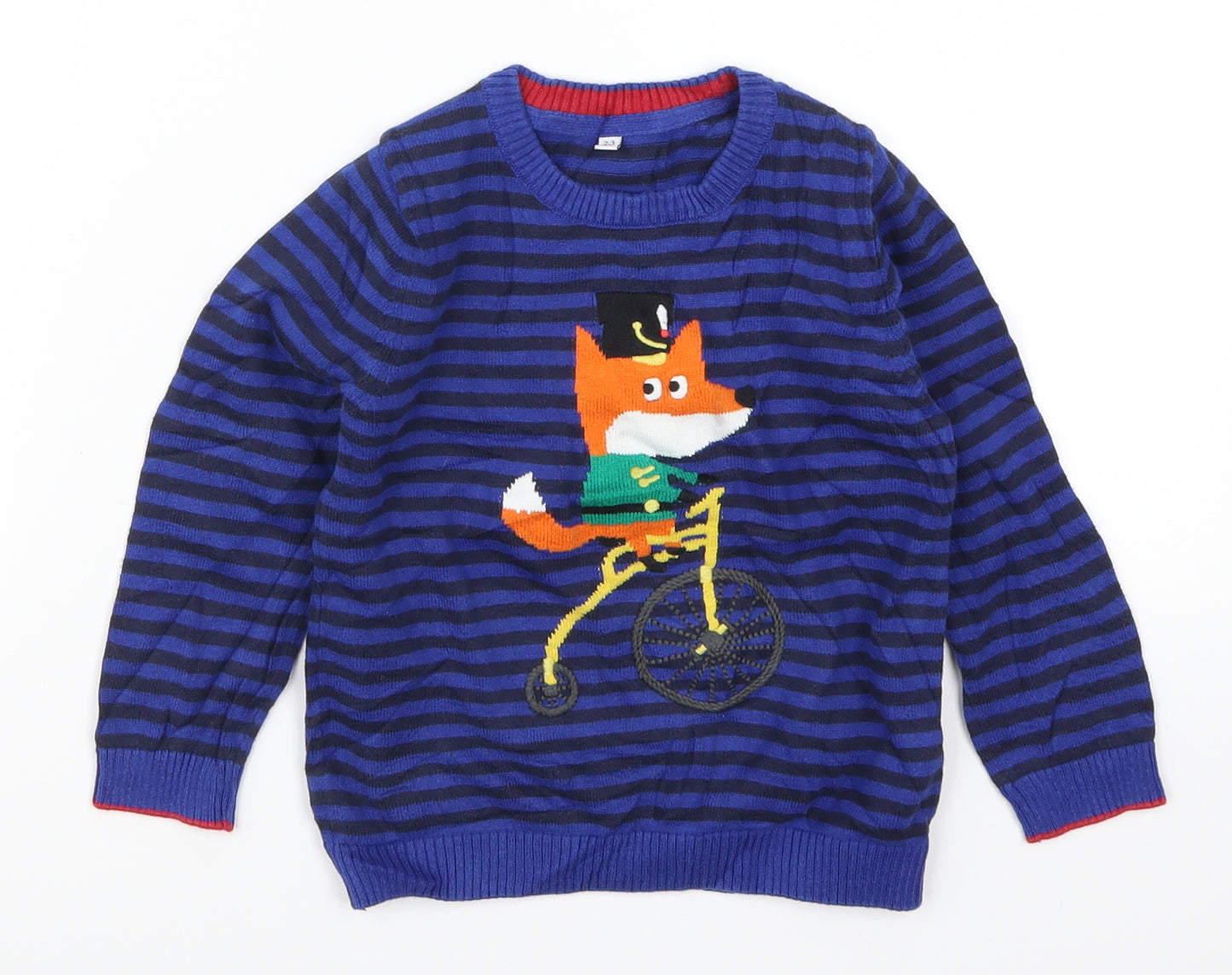 Marks and Spencer Boys Blue Striped Knit Pullover Jumper Size 2-3 Years  - Fox
