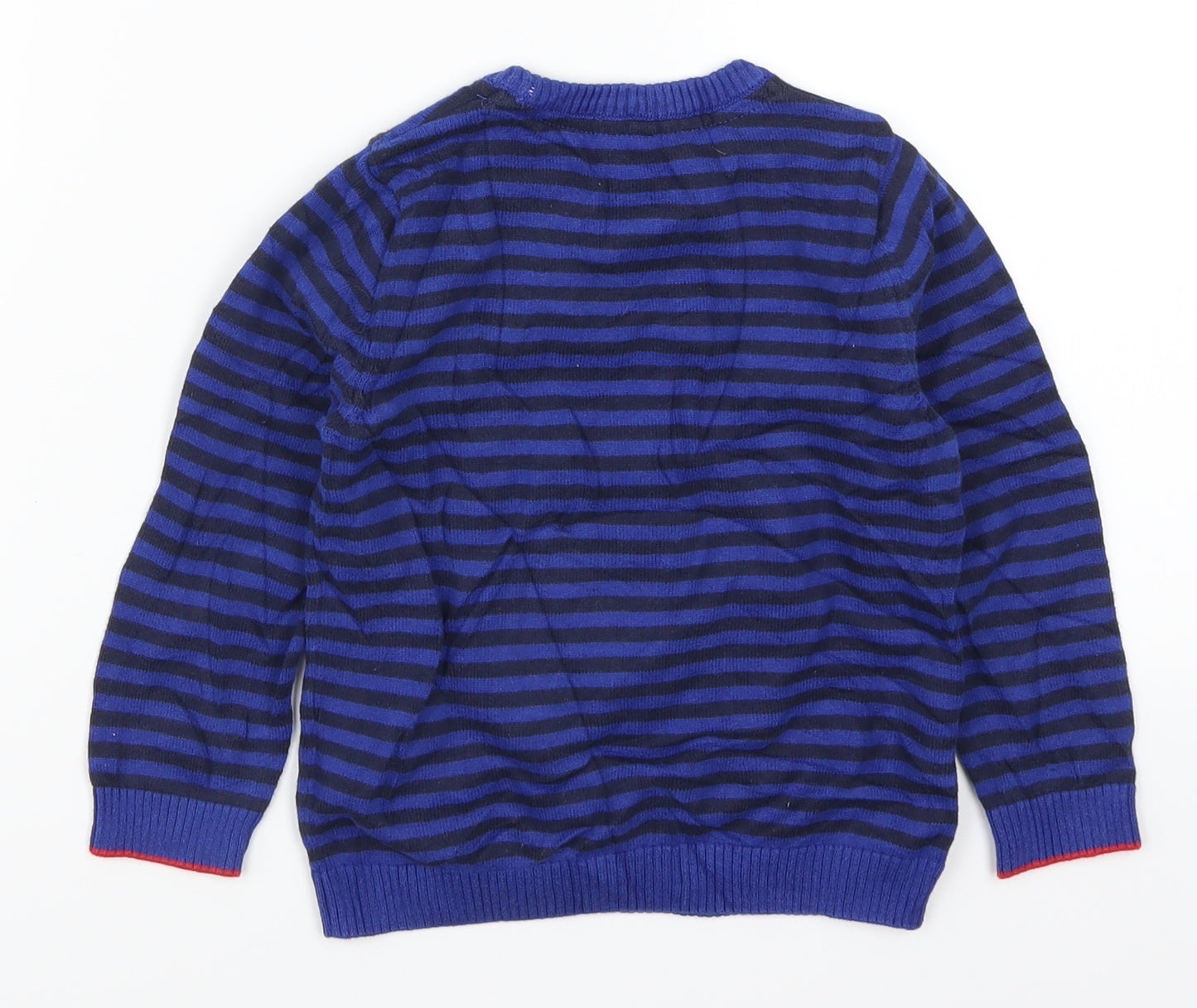 Marks and Spencer Boys Blue Striped Knit Pullover Jumper Size 2-3 Years  - Fox