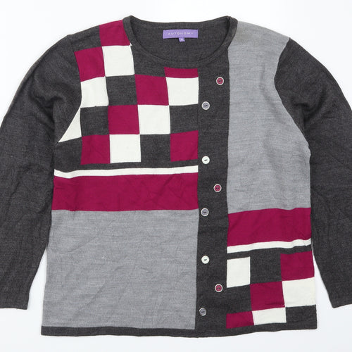 Autonomy Womens Grey   Pullover Jumper Size M  - Pink Colourblock