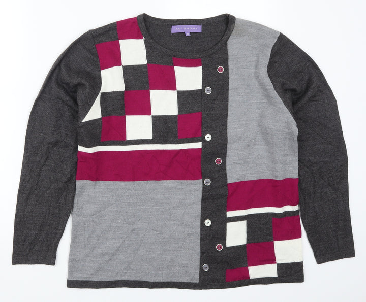 Autonomy Womens Grey Pullover Jumper Size M - Pink Colourblock