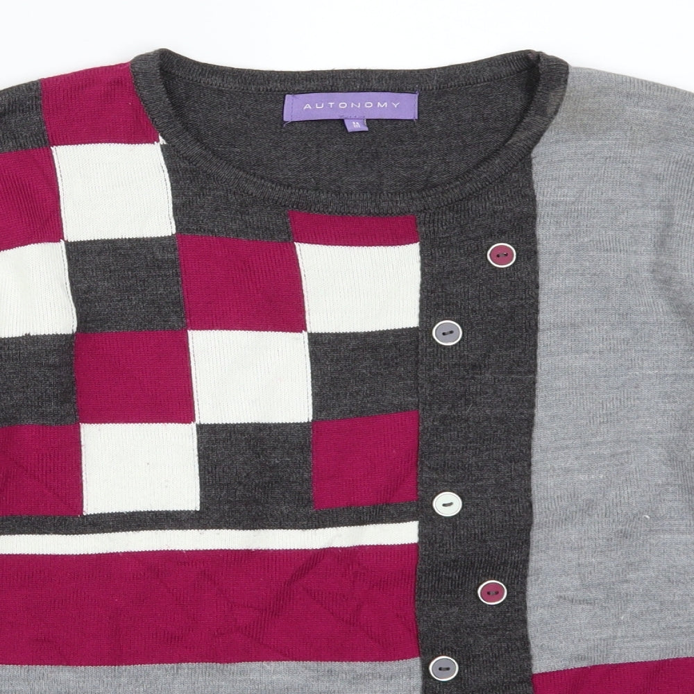 Autonomy Womens Grey   Pullover Jumper Size M  - Pink Colourblock