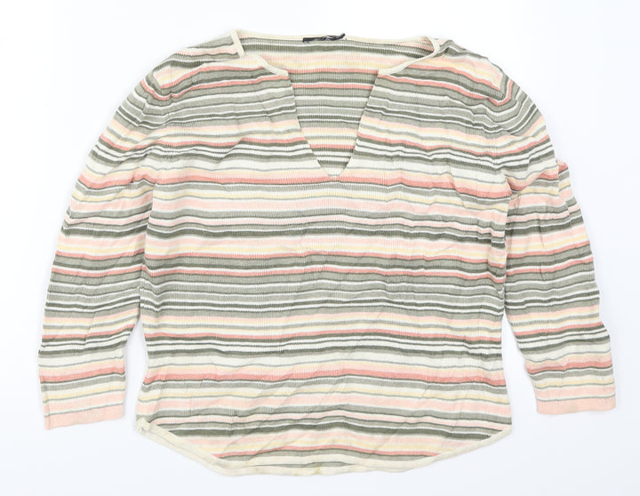 Principles Womens Pink Striped  Pullover Jumper Size 14  - Green