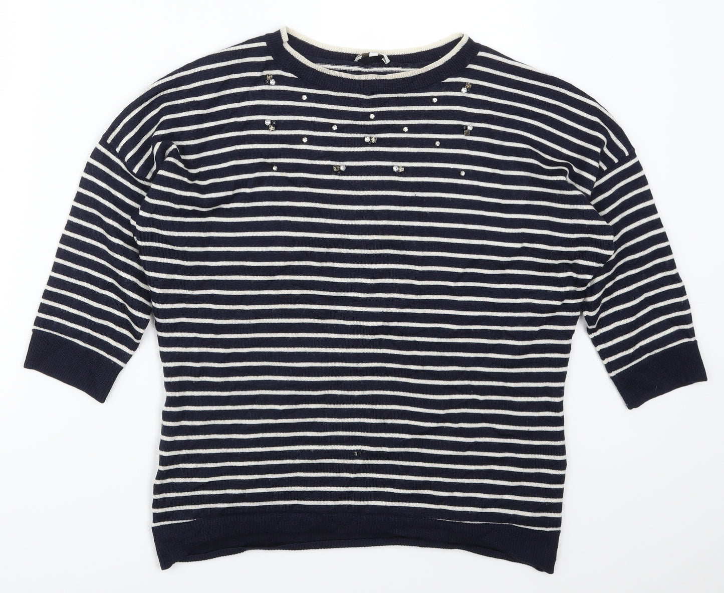 Country Casuals Womens Blue Striped  Pullover Jumper Size S