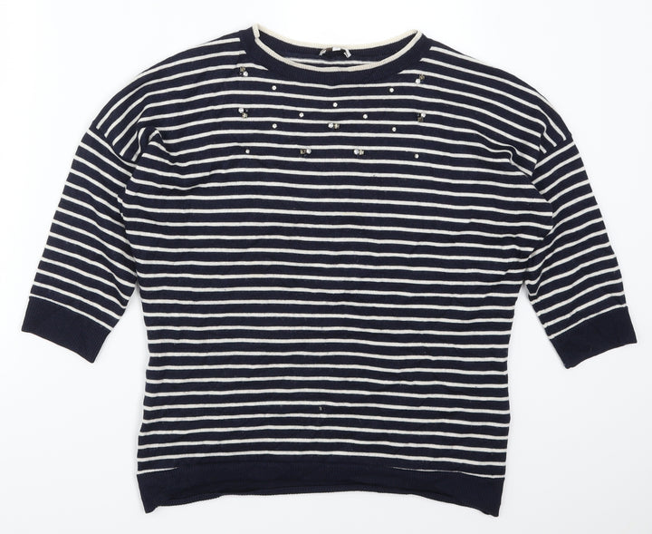 Country Casuals Womens Blue Striped  Pullover Jumper Size S