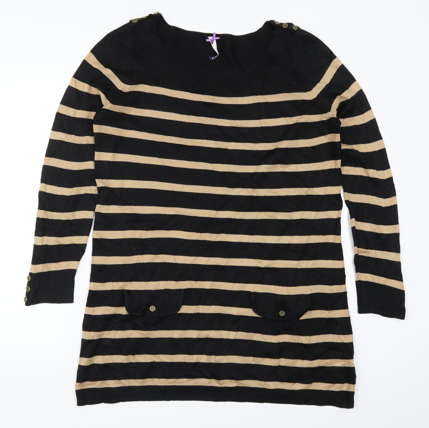 BHS Womens Beige Striped  Jumper Dress  Size 14