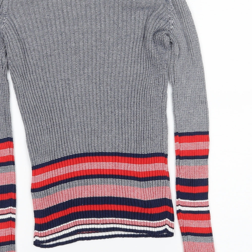 Zara Womens Blue Striped Knit Pullover Jumper Size M
