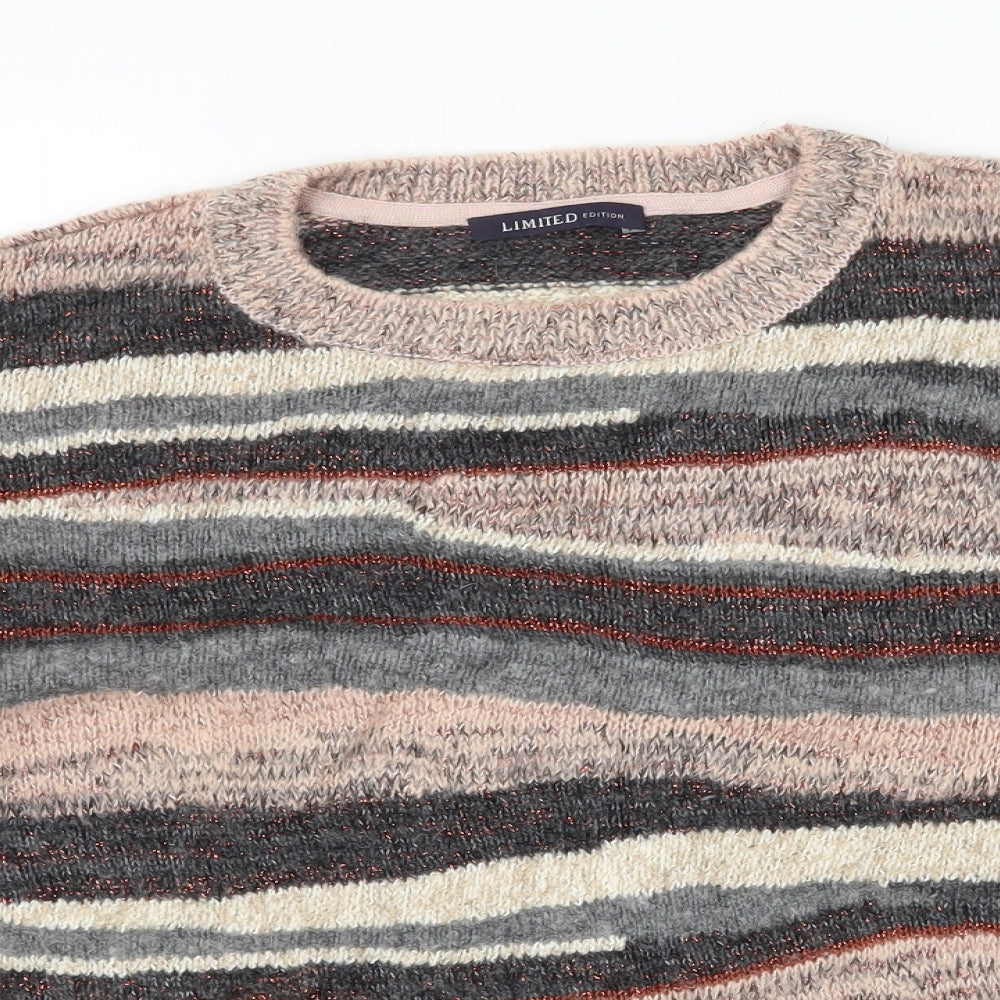 Marks and Spencer Womens Pink Striped Knit Pullover Jumper Size 12