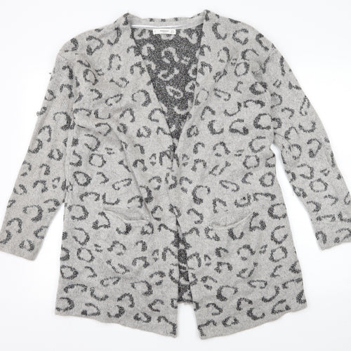 Marks and Spencer Womens Grey Animal Print Knit Cardigan Jumper Size S