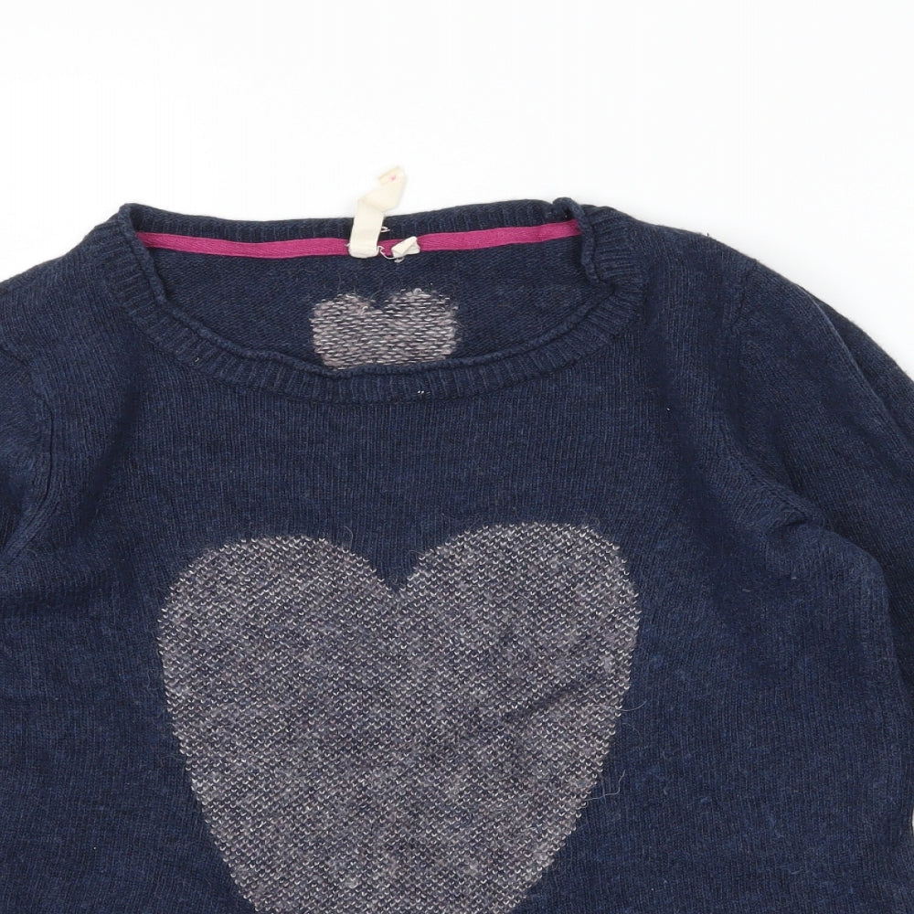 White Stuff Womens Blue  Knit Pullover Jumper Size 8  - Love heart