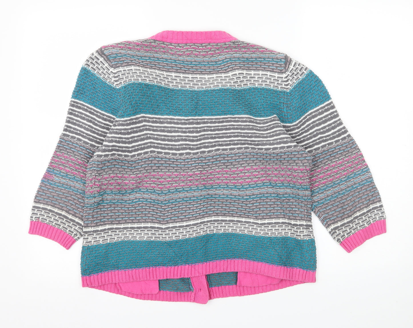 Per Una Womens Blue Striped Knit Cardigan Jumper Size 10