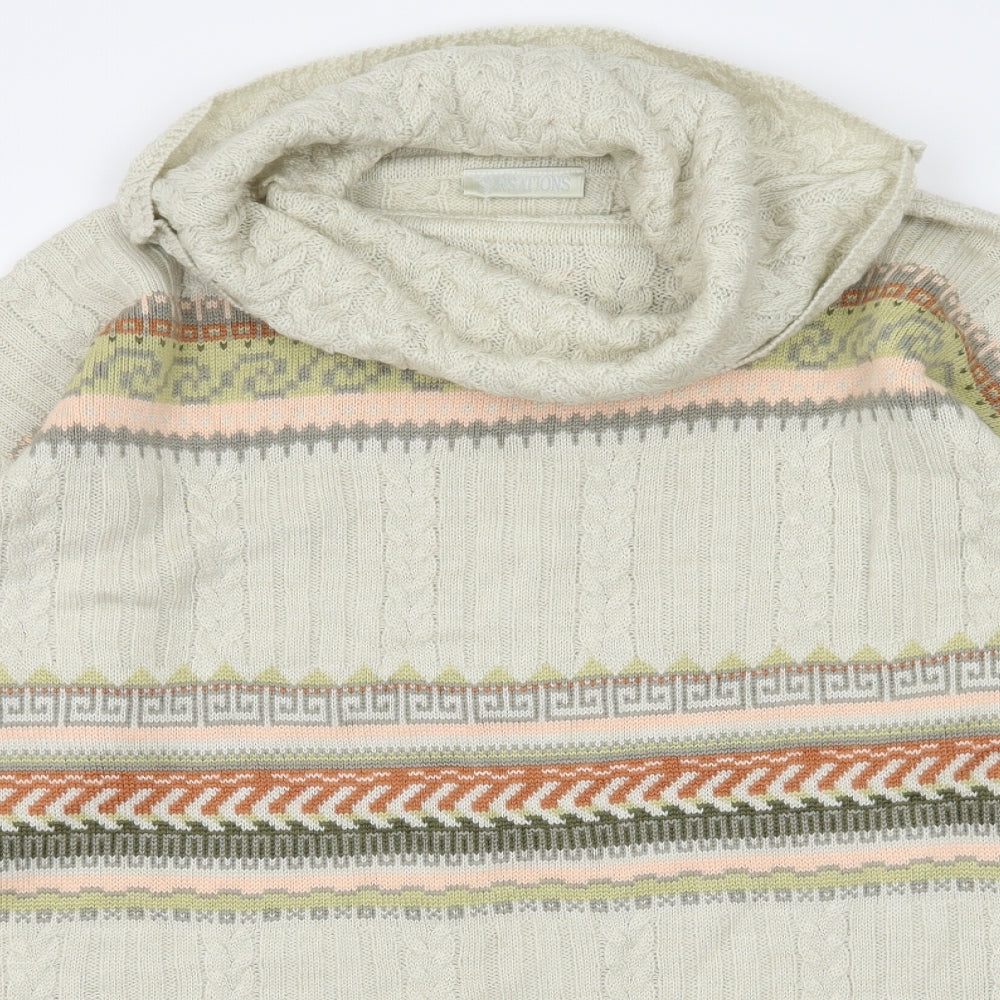 Sensations Womens Ivory Striped Knit Pullover Jumper Size M