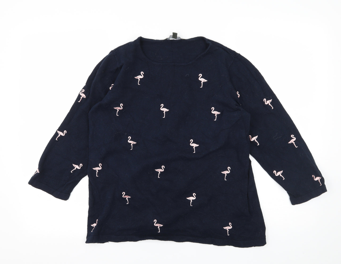 Bonmarché Womens Blue  Knit Pullover Jumper Size 14  - Flamingo