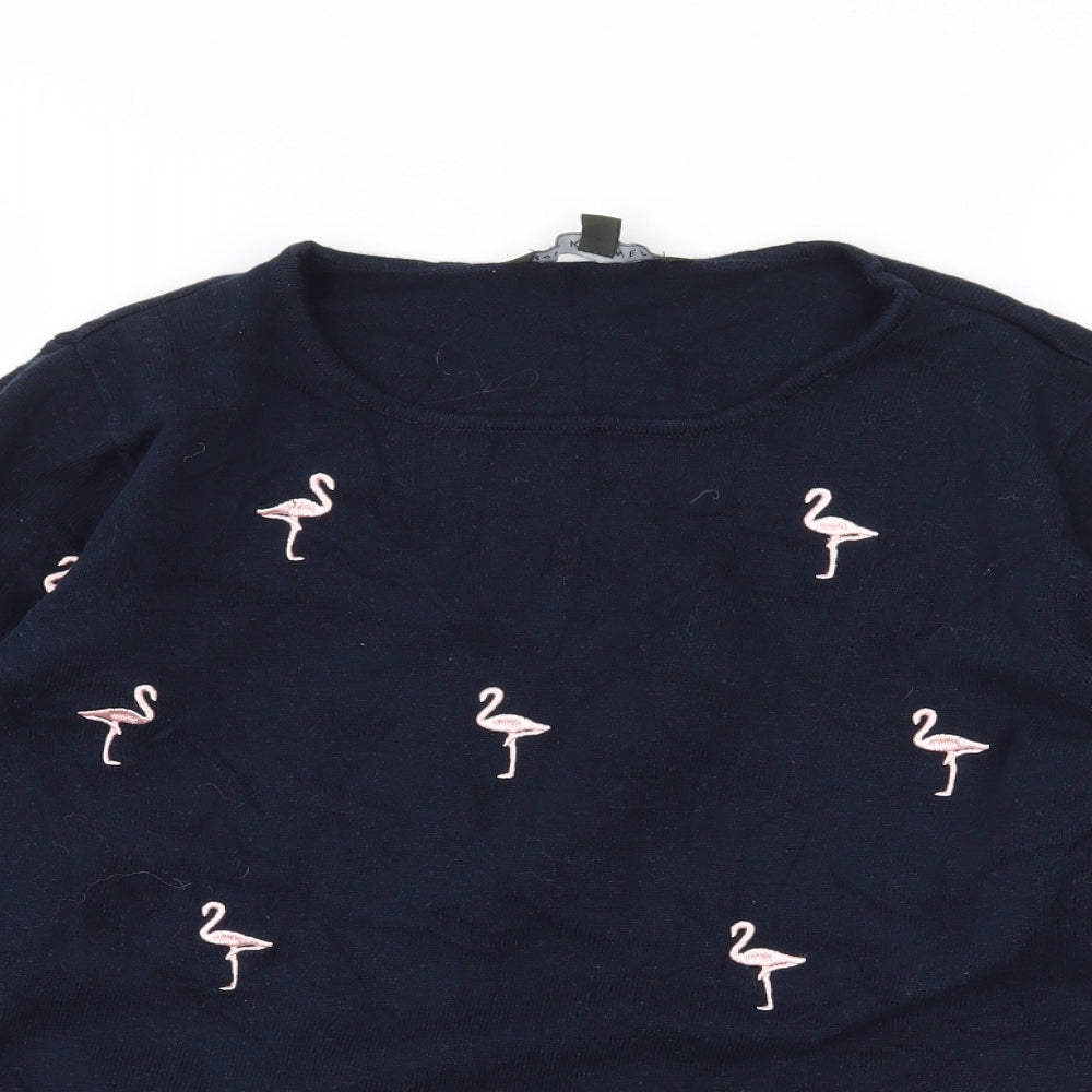 Bonmarché Womens Blue  Knit Pullover Jumper Size 14  - Flamingo