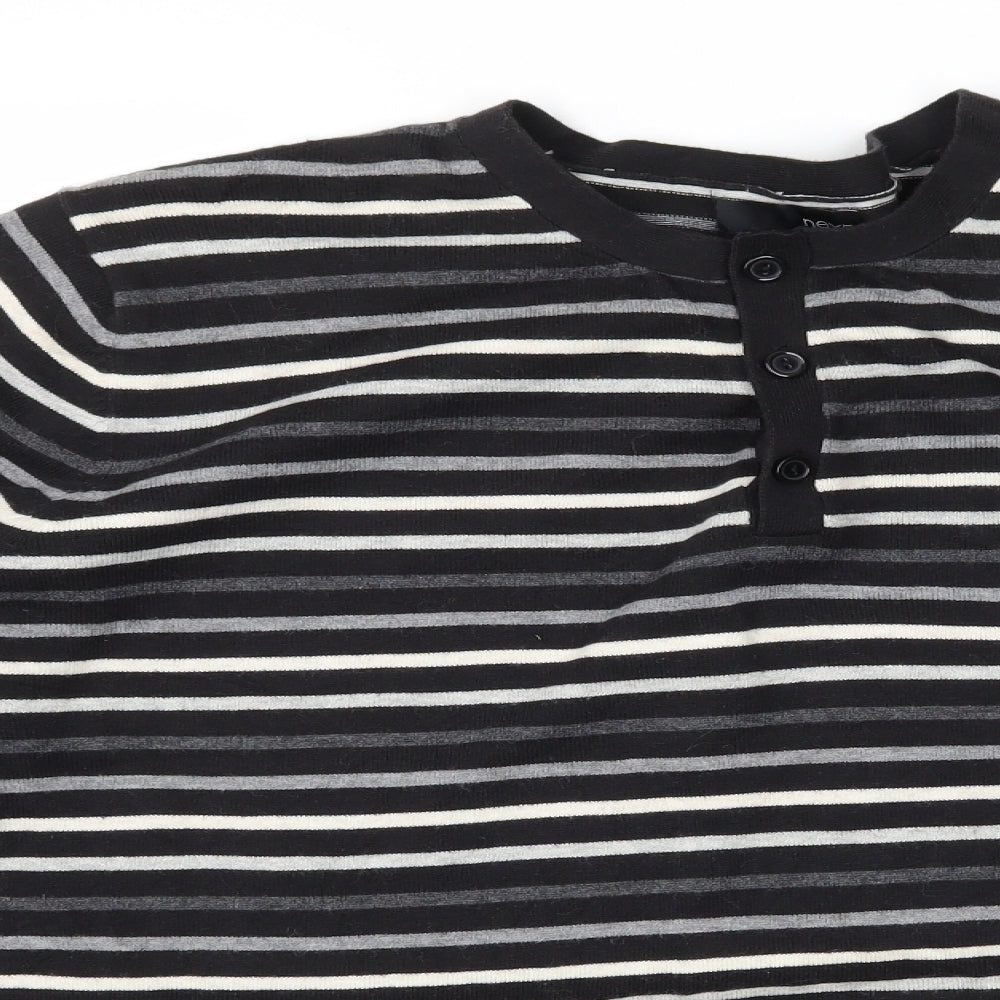 NEXT Mens Black Striped Knit Pullover Jumper Size M