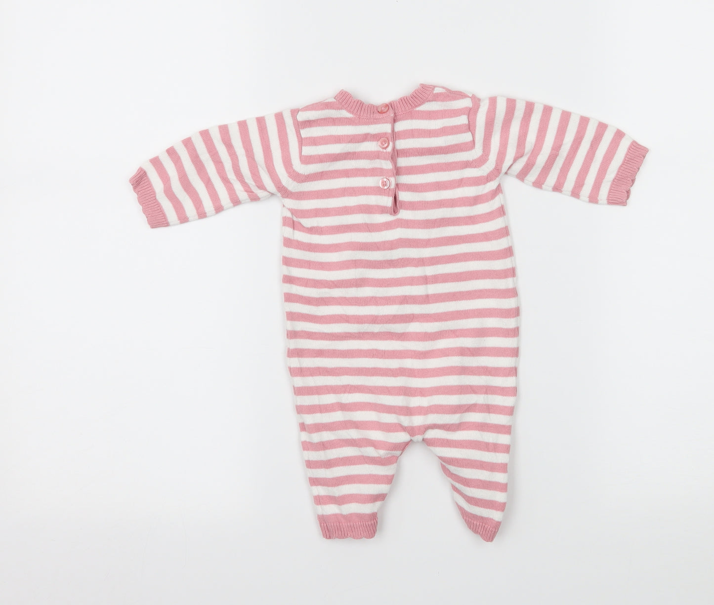 Matalan Girls Pink Striped Knit Babygrow One-Piece Size Newborn  - Rabbit
