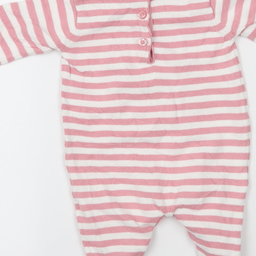 Matalan Girls Pink Striped Knit Babygrow One-Piece Size Newborn  - Rabbit