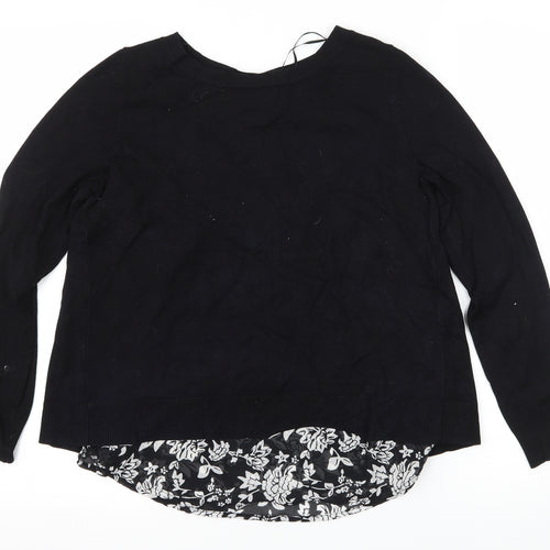 George Womens Black Floral Knit Pullover Jumper Size 8
