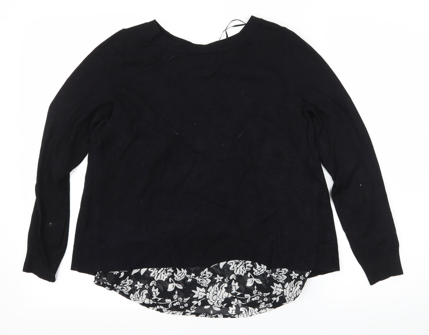 George Womens Black Floral Knit Pullover Jumper Size 8