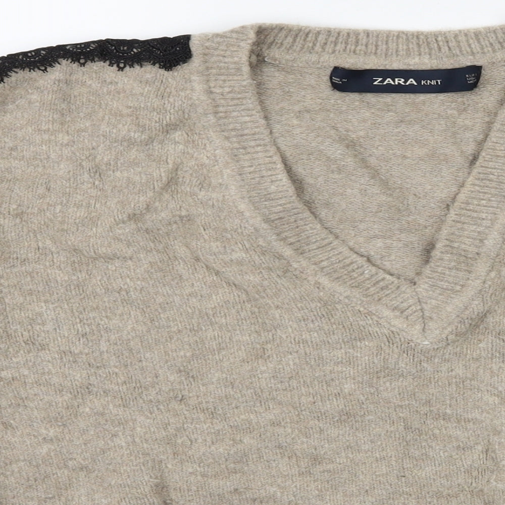 Zara Womens Brown  Knit Pullover Jumper Size L
