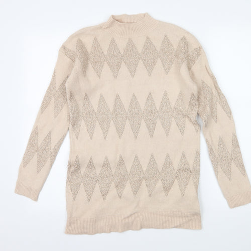 Matalan Womens Pink Geometric Knit Pullover Jumper Size S