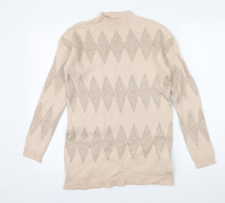 Matalan Womens Pink Geometric Knit Pullover Jumper Size S