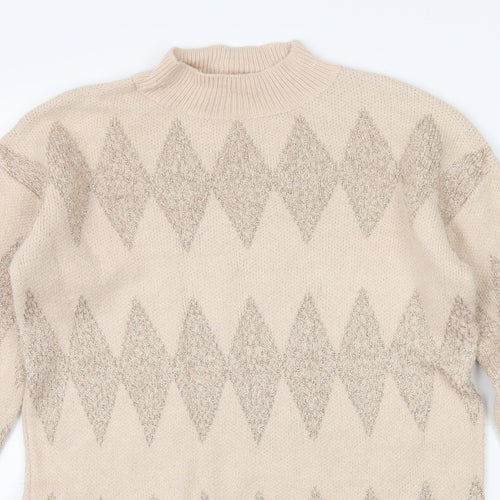 Matalan Womens Pink Geometric Knit Pullover Jumper Size S